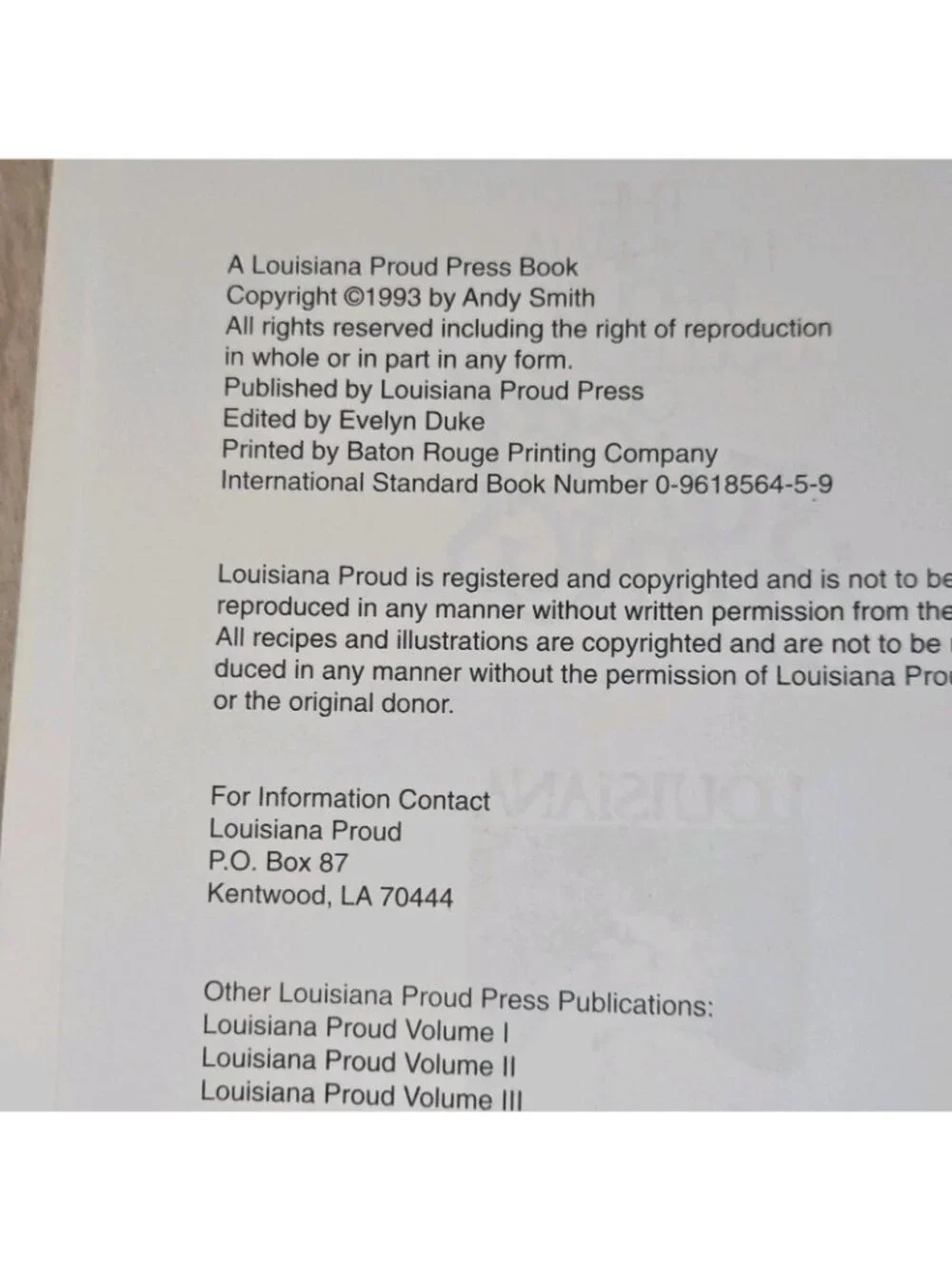 The Louisiana Proud Collection Of Sweet Things Spiral Bound Cookbook 1993